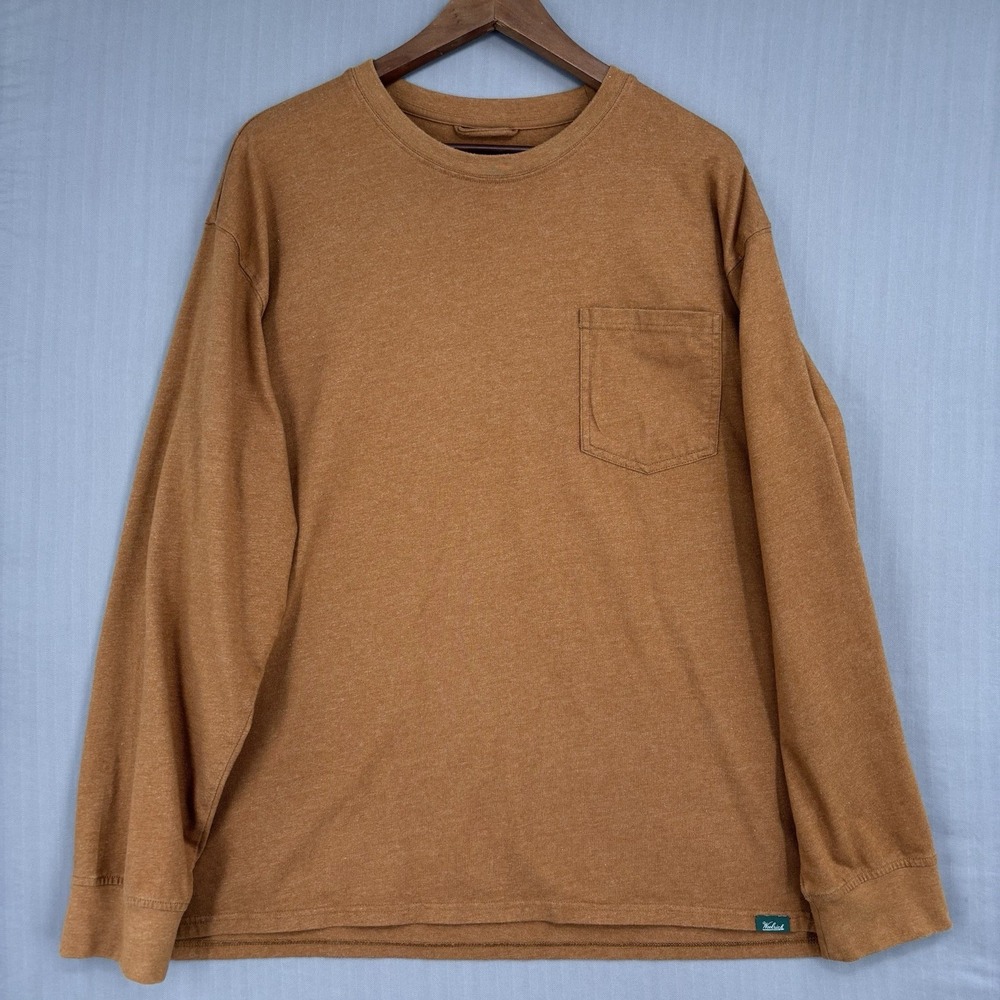 Woolrich Green Label Long Sleeve Pocket T-Shirt XL Tobacco Brown Heather